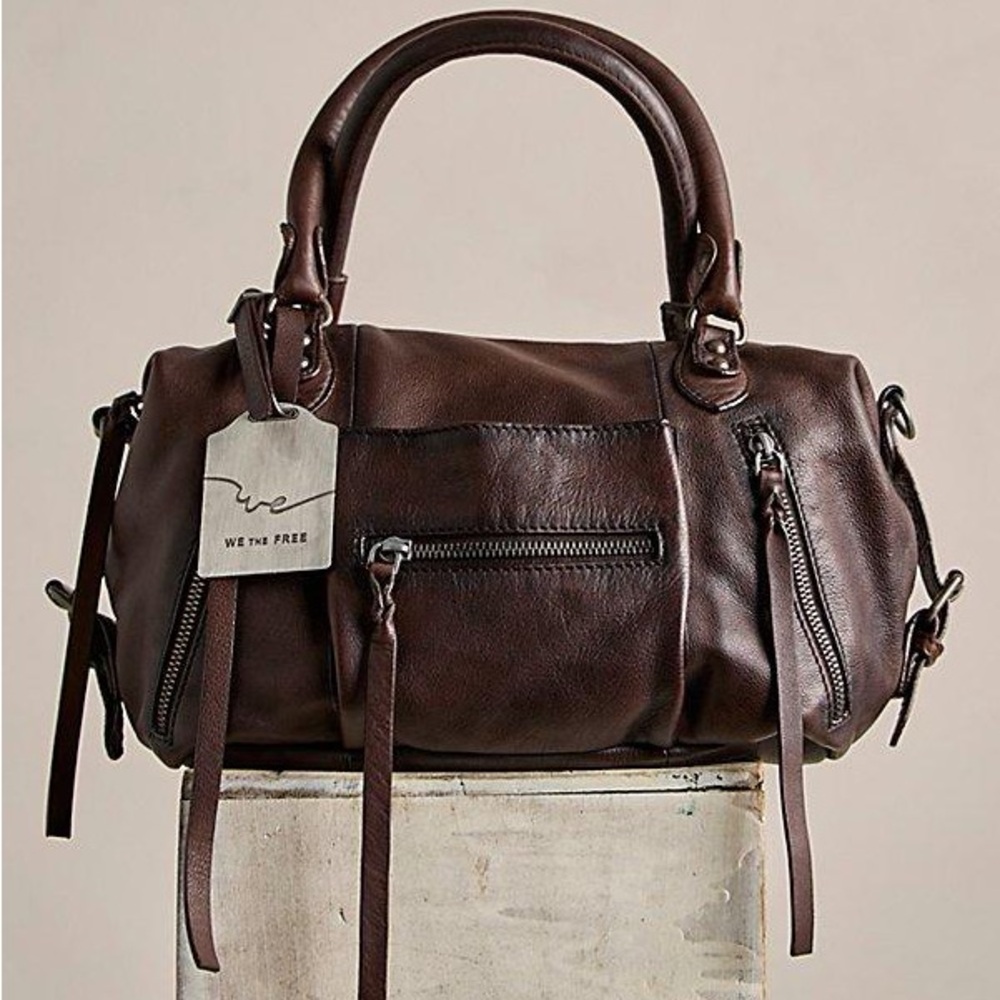 NEW FP We The Free BABY EMERSON LEATHER TOTE BAG Bitter Bark NEW